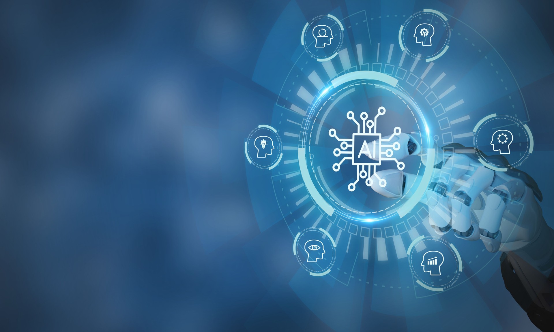 AI powered tools concept. AI adoption  for predictation, forecasting, decision making, automation process, optimize operations and increase productivity and efficiency, improved job satisfaction.