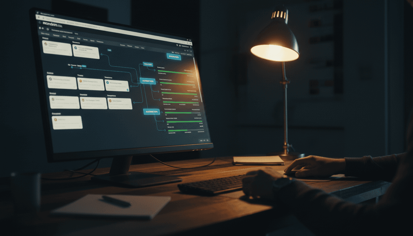 Monday.com automation dashboard showing streamlined project data flow